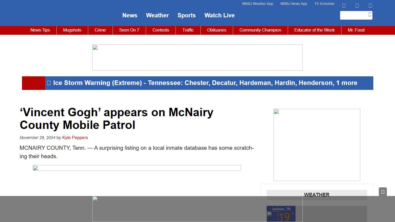 'Vincent Gogh' appears on McNairy County Mobile Patrol - WBBJ TV